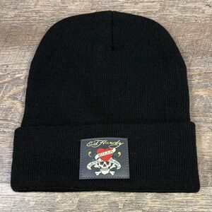 🖤 Ed Hardy “Love Kills Slowly” Black Knit Beanie – One Size